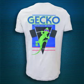 1988 Gecko Muscle Beach V2 - White Cotton Tee