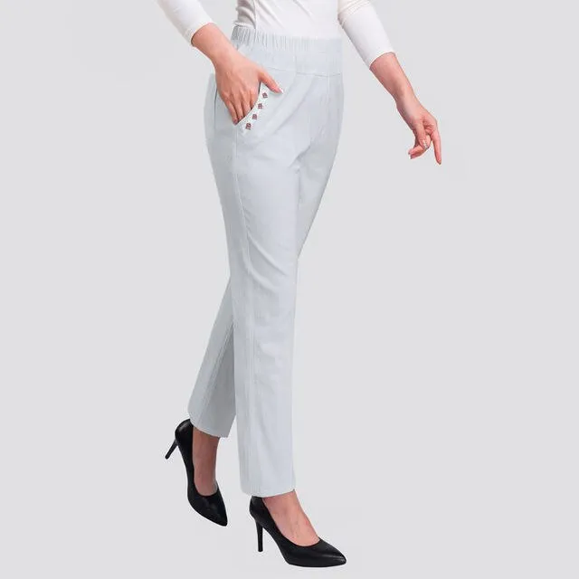 2021Summer Women Pants Middle-aged Lady Elastic Waist Loose Casual Pants Plus Size 4XL Pocket Thin Female Straight Trousers 2300