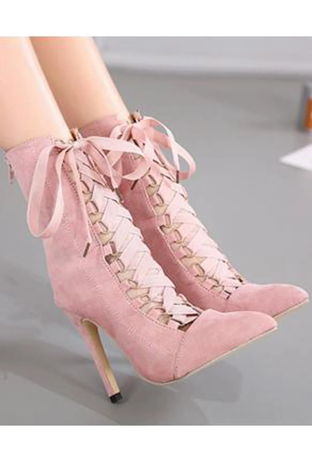 AGUEDA - RIBBON LACE-UP BOOTS