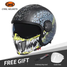 All Season Retro Double Visor Teeth Motorcycle Helmet