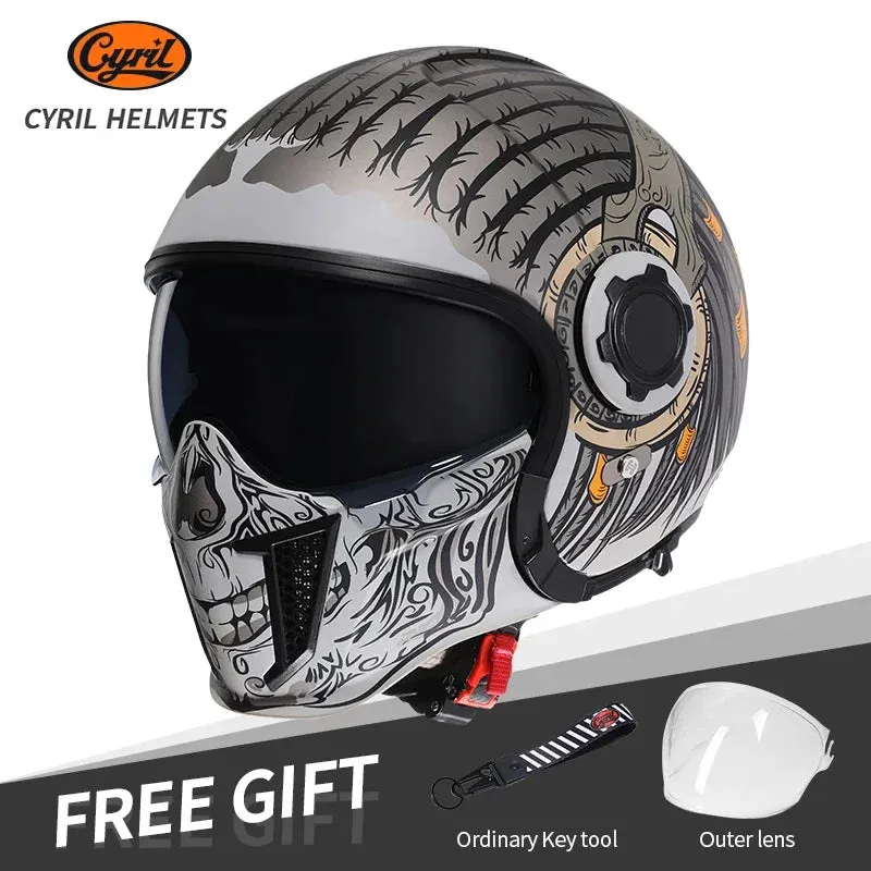 All Season Retro Double Visor Teeth Motorcycle Helmet