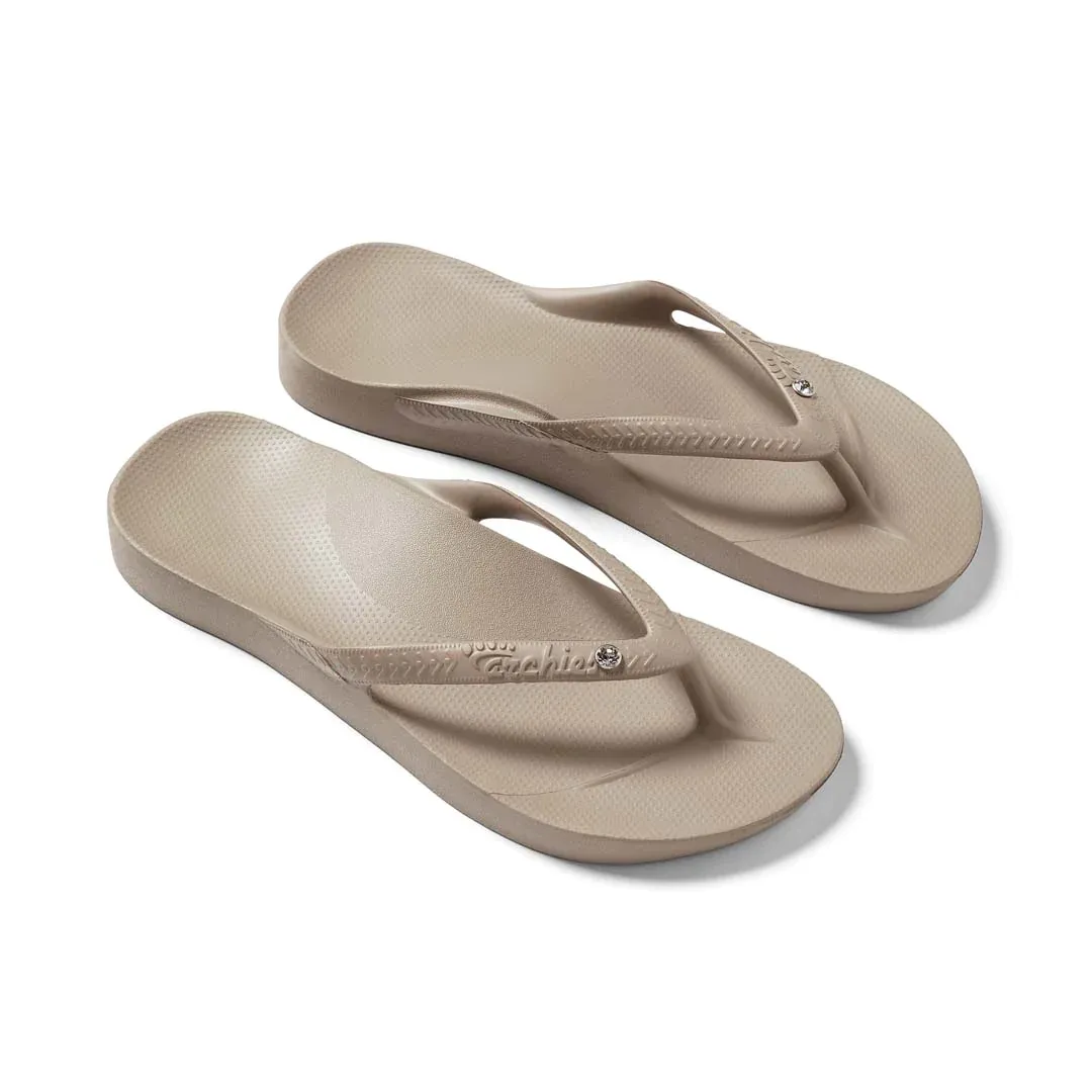 Arch Support Flip Flops - Crystal - Taupe