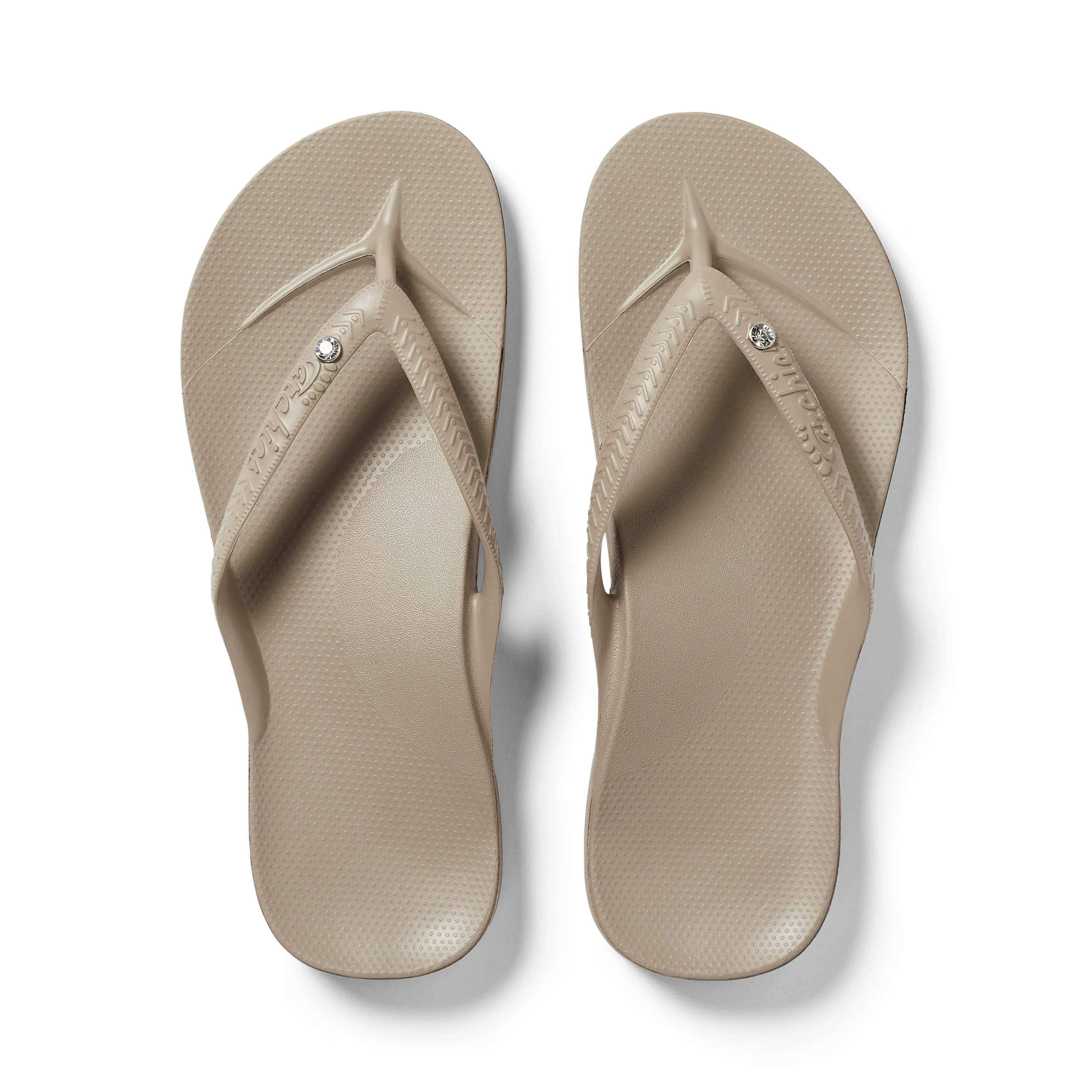 Arch Support Flip Flops - Crystal - Taupe