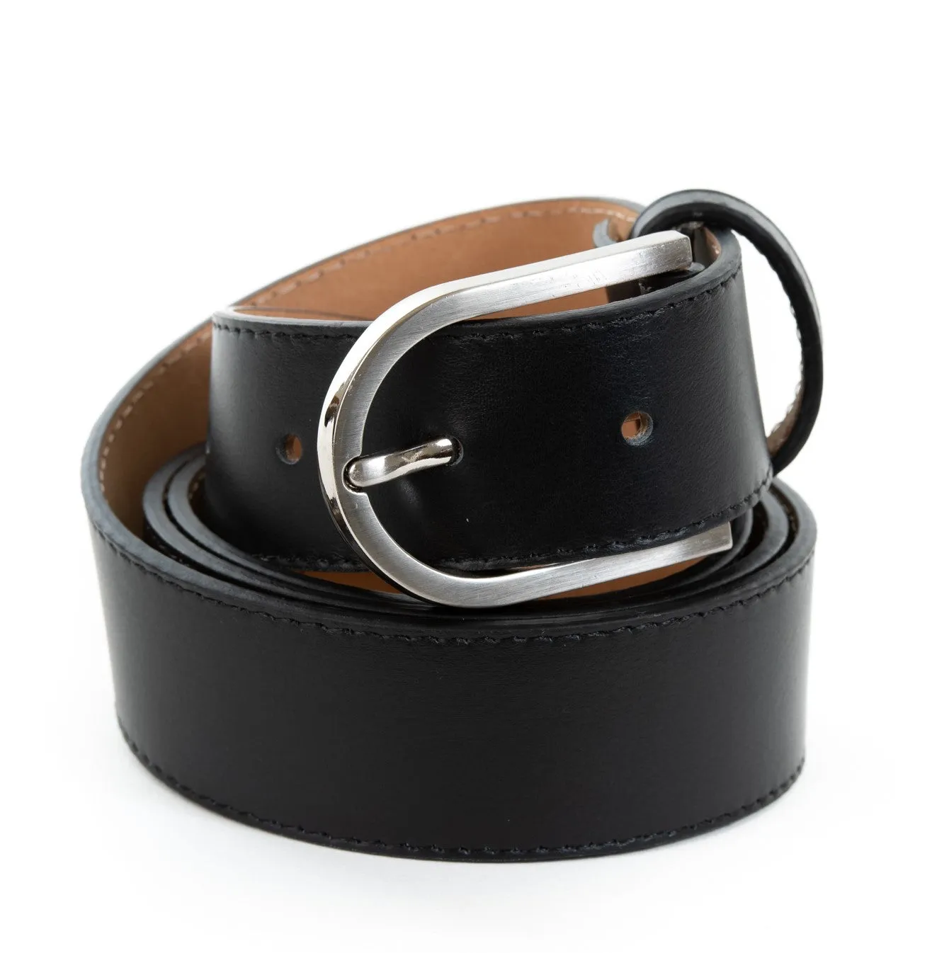 Black Real Italian Leather Wide Belt