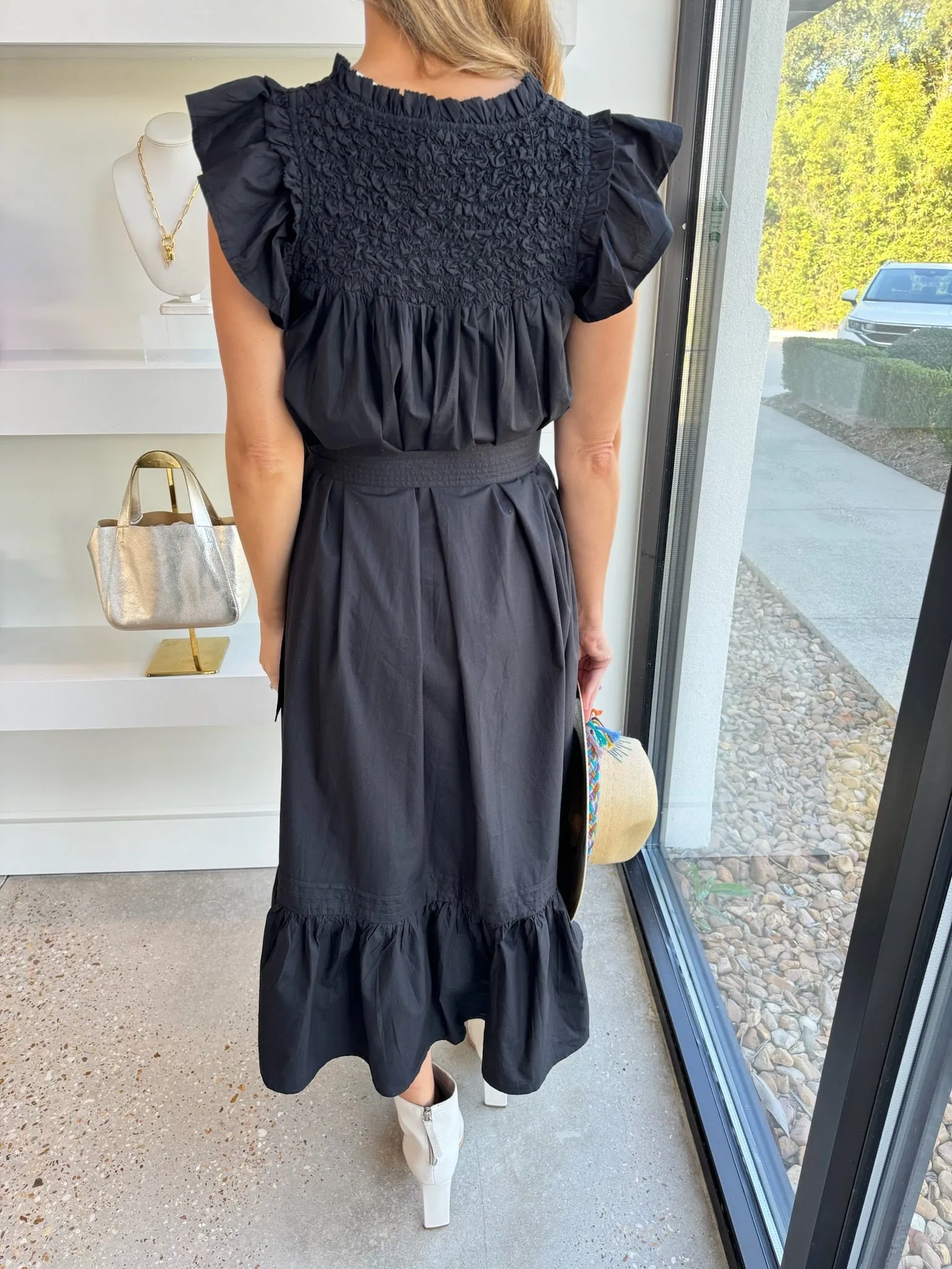 Black Tabitha Solid Midi Dress