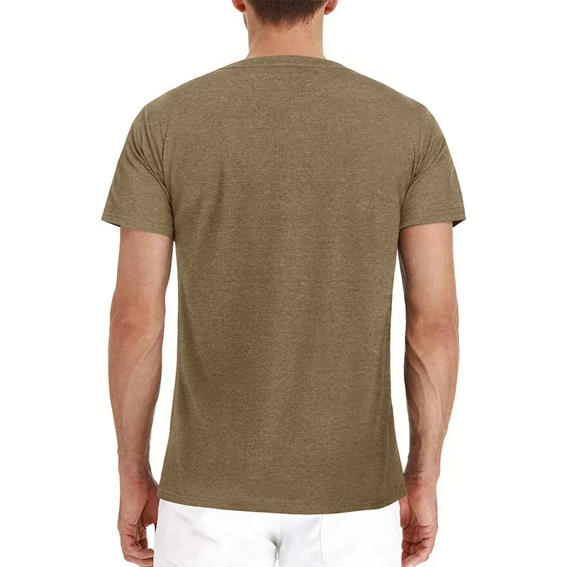 BUTTON HENLEY NECK SHORT SLEEVE POCKET TEE