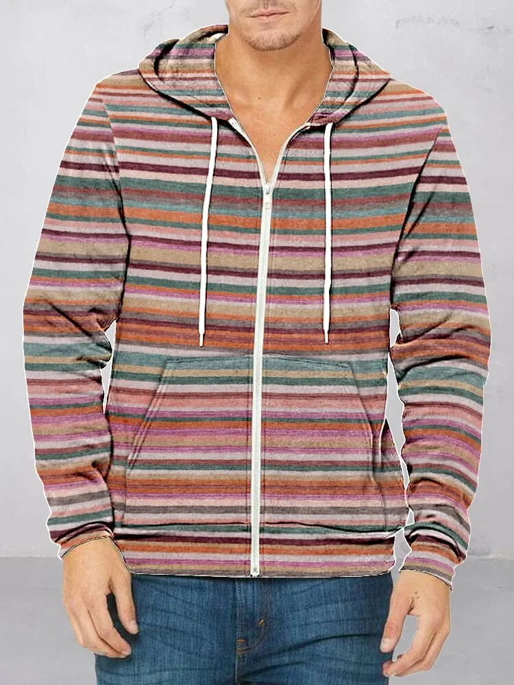 Casual Colorful Stripe Hoodie