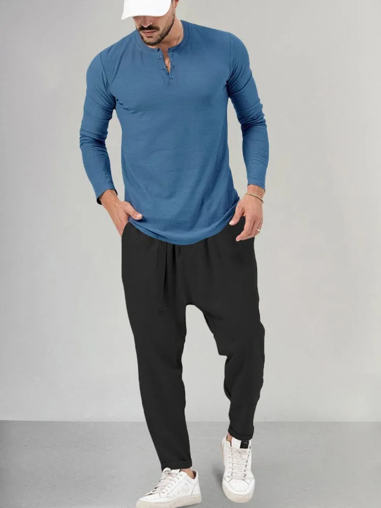 Casual Henley Shirt Set