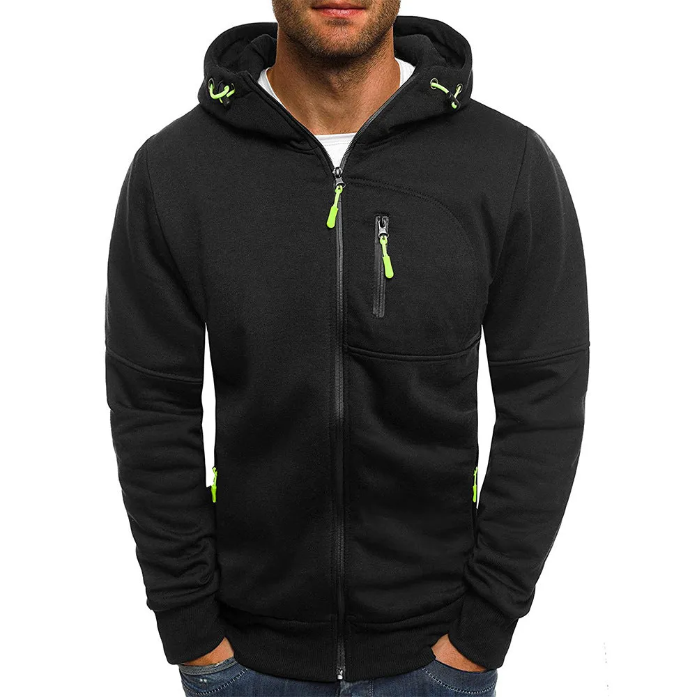 CASUAL THICKEN ZIPPER HOODED JACKET