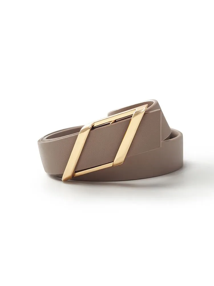 Chic Parallelogram Metal Buckle Leather Women Belt