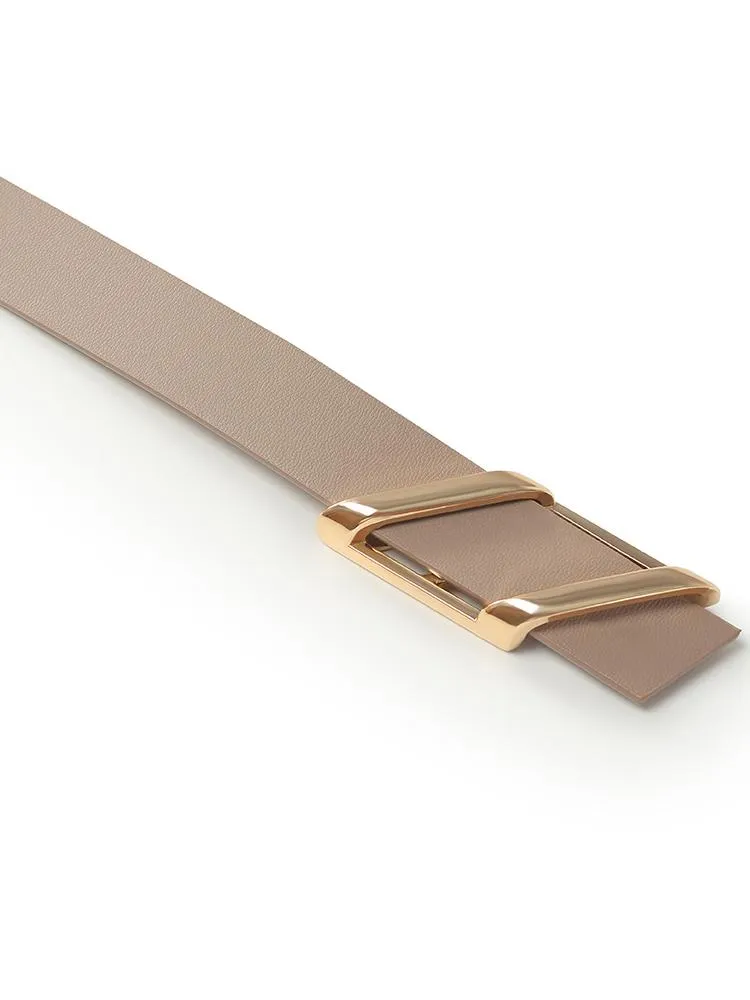 Chic Parallelogram Metal Buckle Leather Women Belt