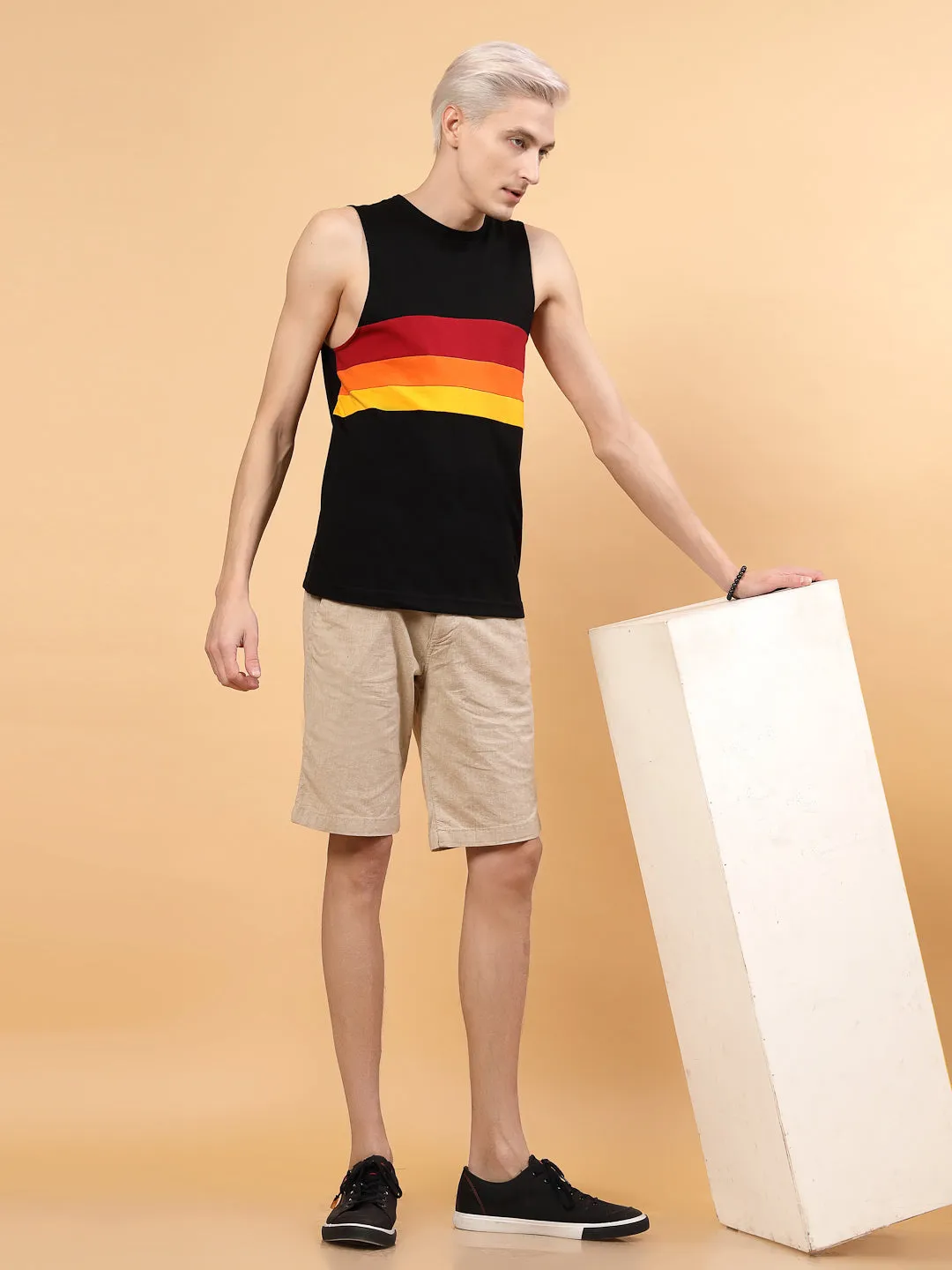 Colorblock Men Trendy Vest T-Shirt