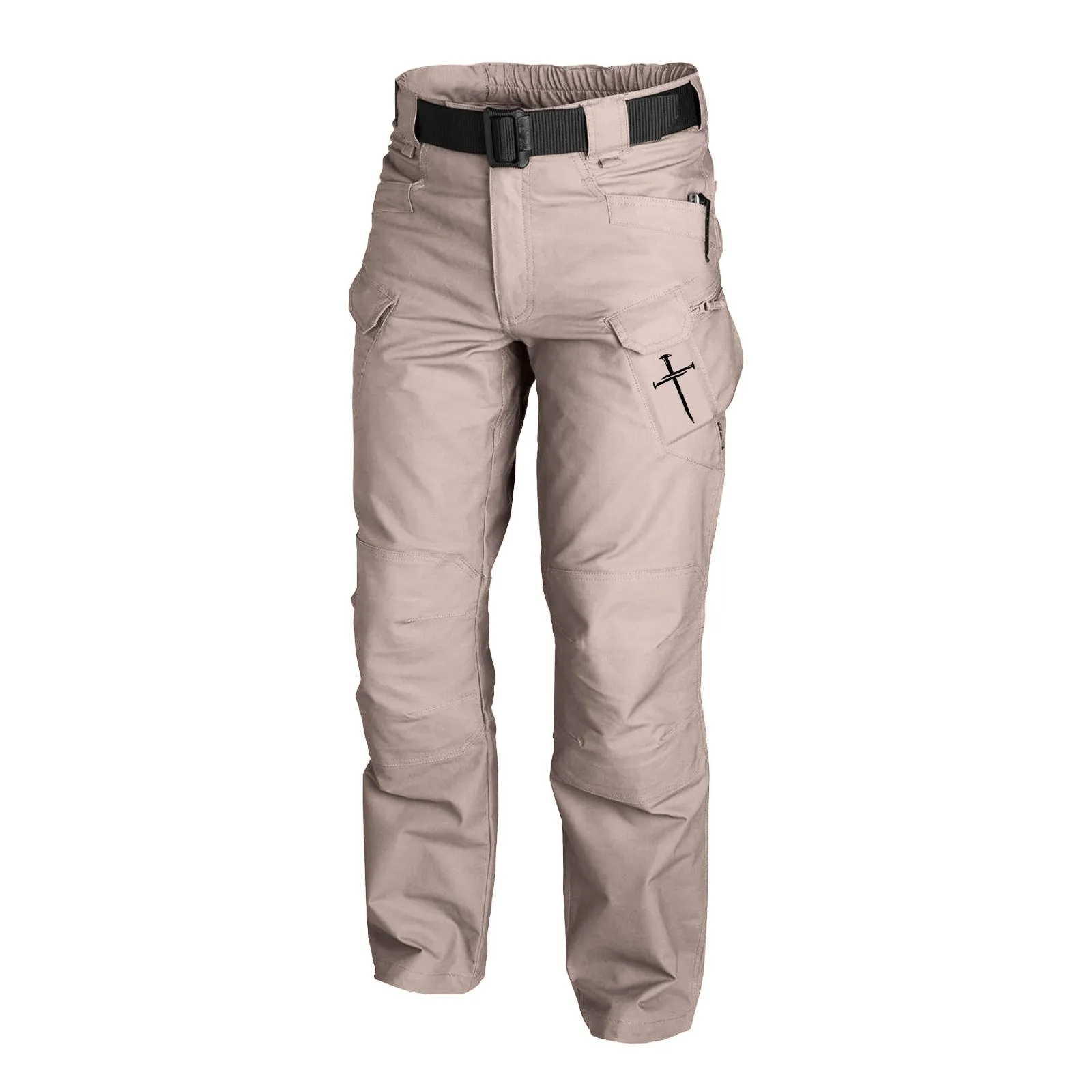 CROSS GRAPHIC OUTDOOR WEARABLE QUICK DRY MULTI-POCKET CARGO PANTS WITH BELT