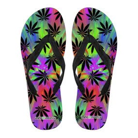 Dank Master Neon Tie Dye Weed Flip Flops