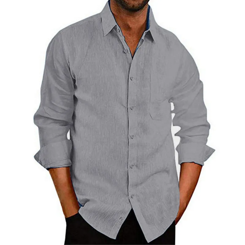 ESSENTIAL RETRO LONG SLEEVE COTTON LINEN SHIRT