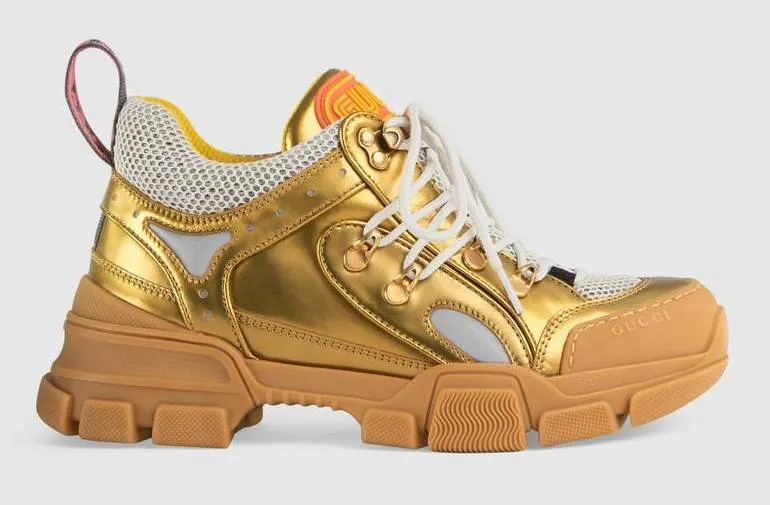 'Flashtrek' Sneakers with Removable Crystals, Gold