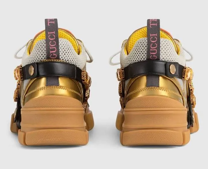 'Flashtrek' Sneakers with Removable Crystals, Gold