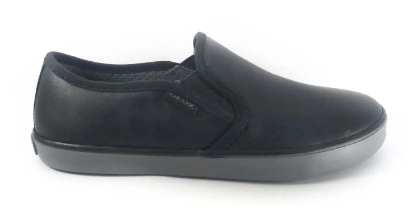 Geox Kilwi Black Leather Slip on Sneaker Shoe