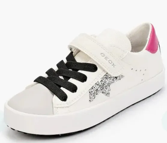 Geox Kilwi Glitter Star Velcro White Fuchsia Sneakers