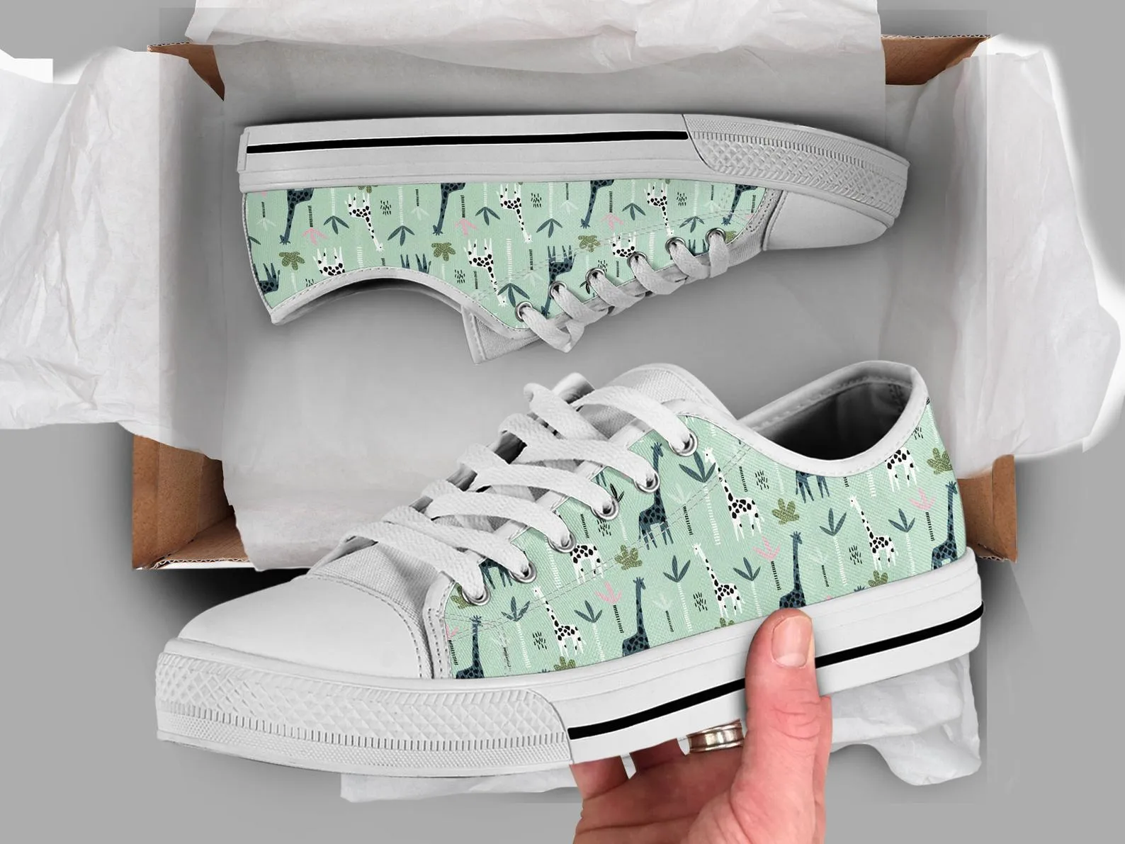 Green Giraffe Shoes Giraffe Sneakers Giraffe Cute Shoes Giraffe Lover Gifts Custom Low Top Converse Style Sneakers For Adults Women & Men