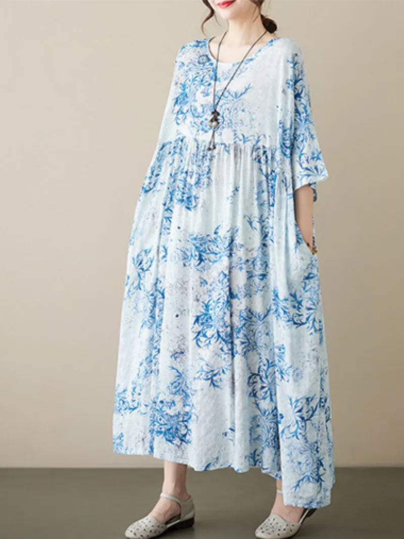 Highest Hopes Women's Cotton Floral Smock Dress