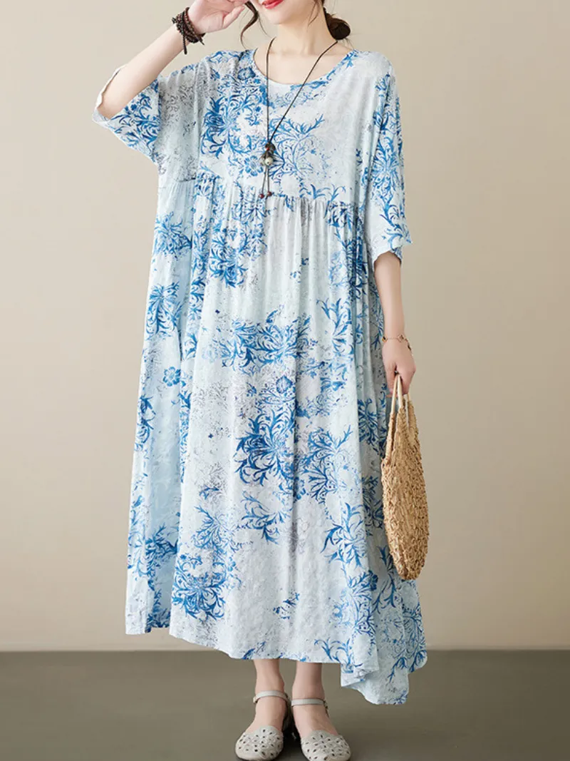 Highest Hopes Women's Cotton Floral Smock Dress