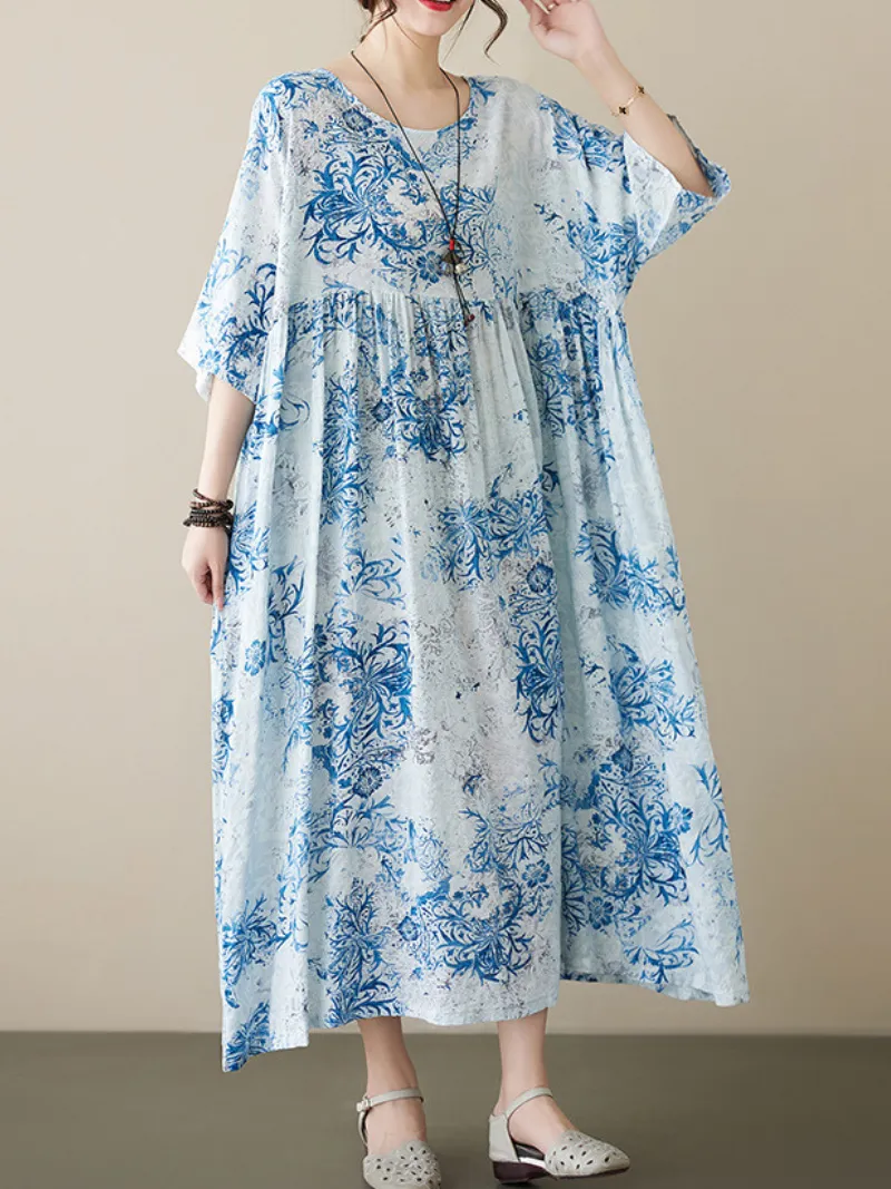 Highest Hopes Women's Cotton Floral Smock Dress