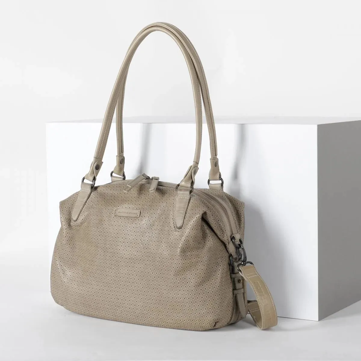 Karma Diamonds Leather Duffle Bag in Plaza Taupe