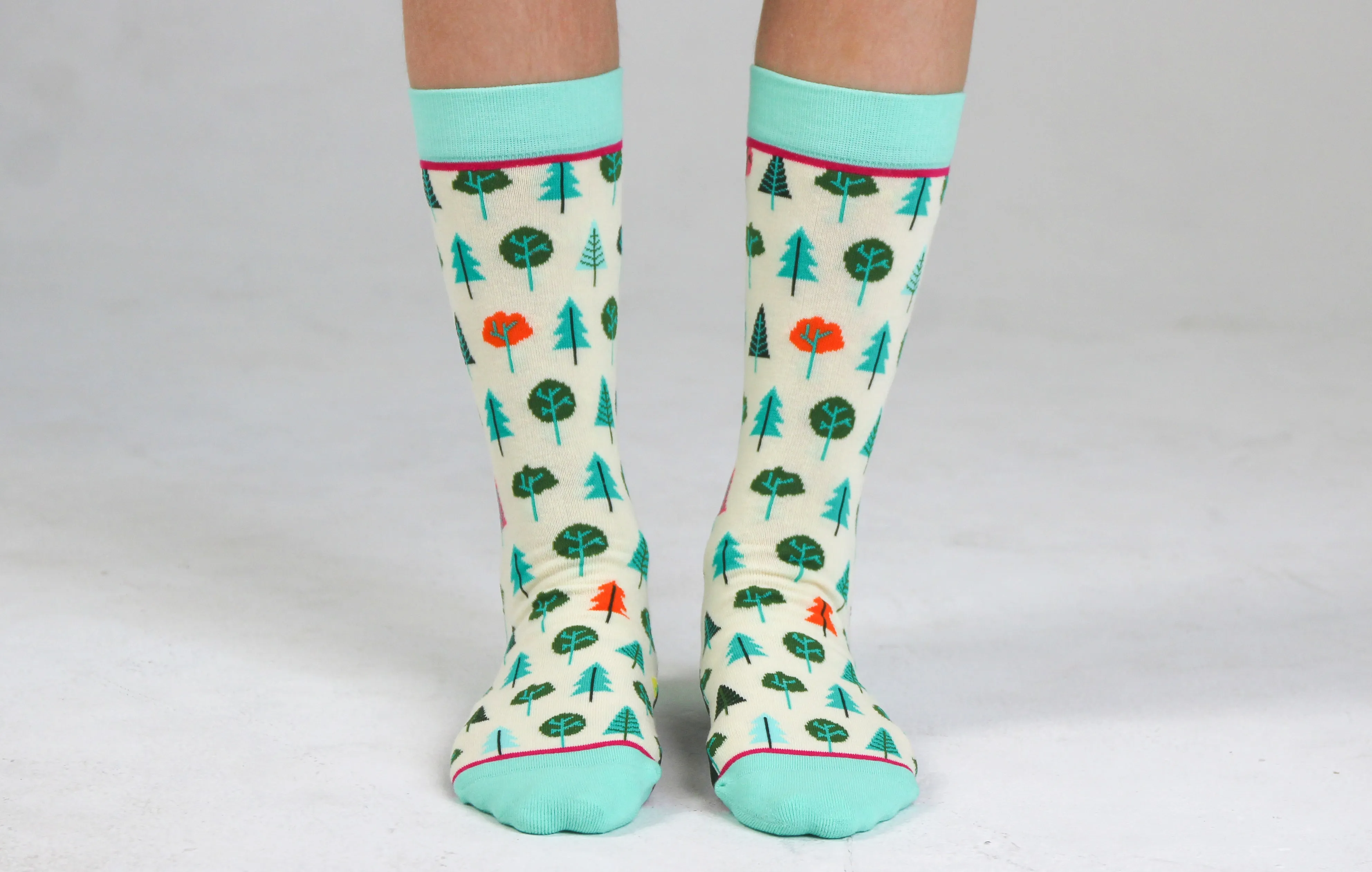 Kids' Cotton Crew Socks, Little Trees