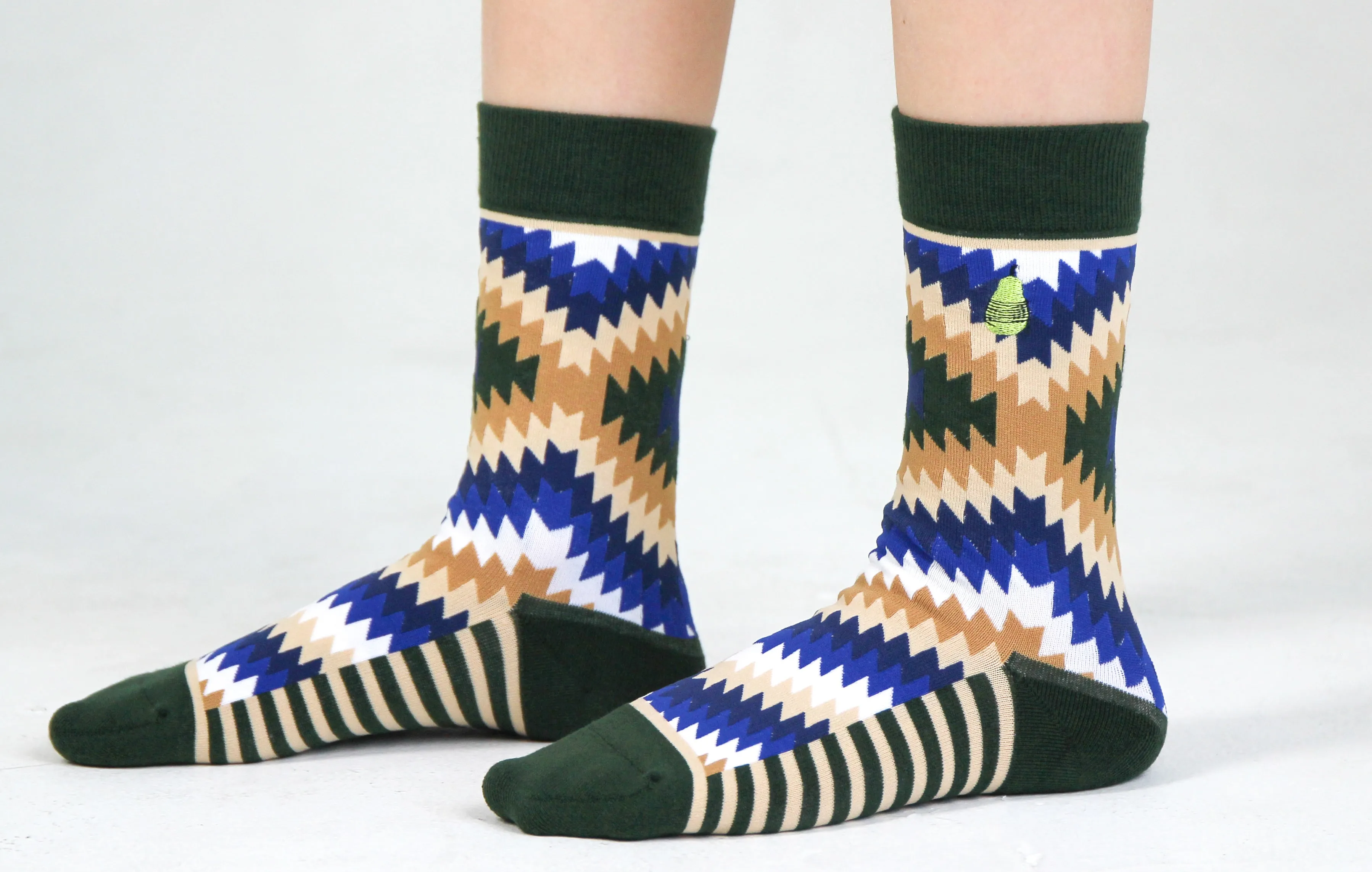 Kids' Cotton Crew Socks, Tribal Toes