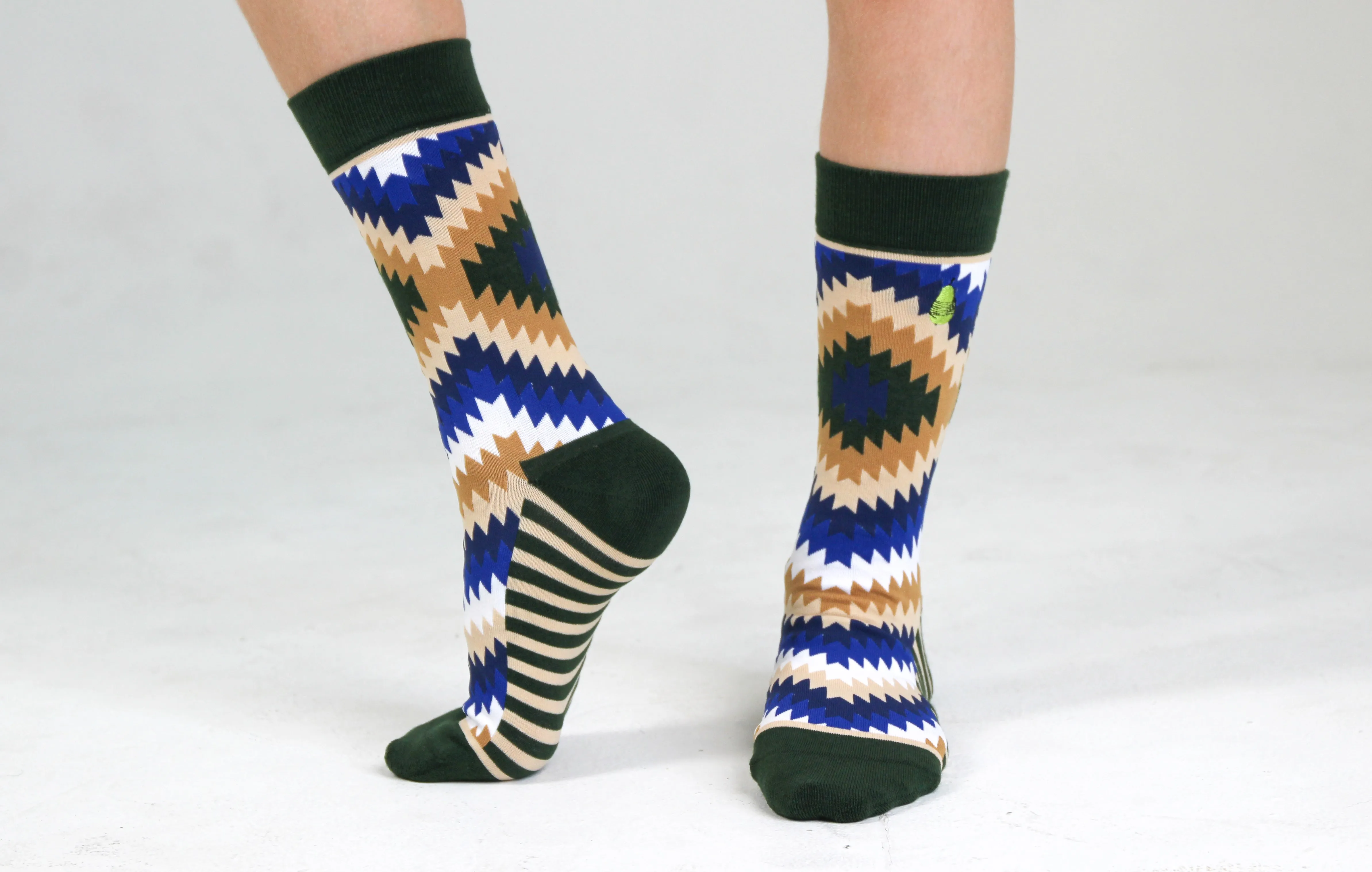 Kids' Cotton Crew Socks, Tribal Toes