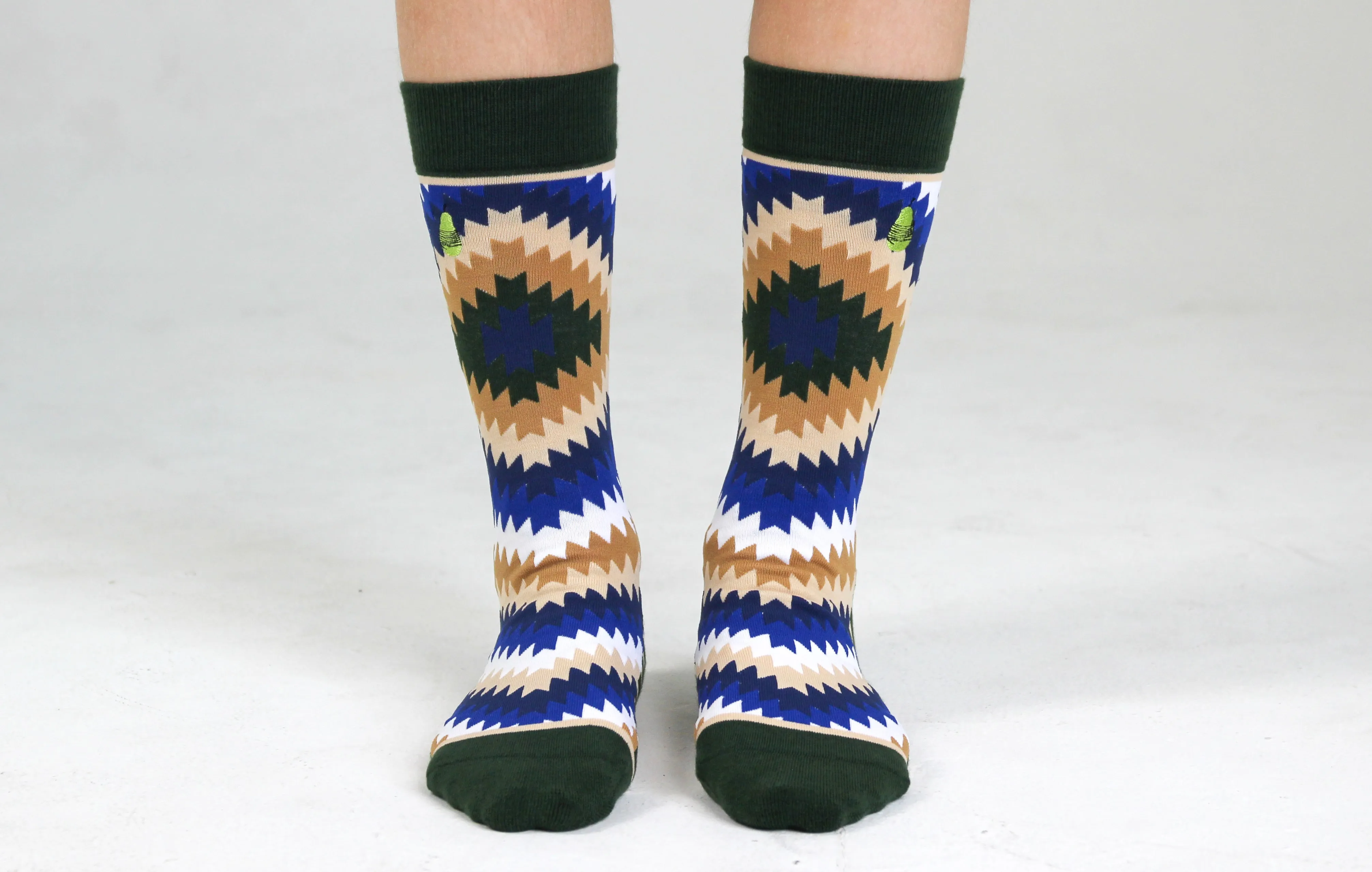 Kids' Cotton Crew Socks, Tribal Toes