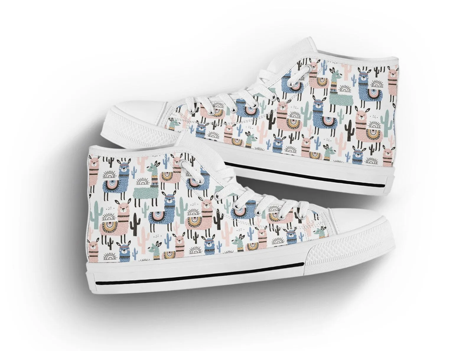 Llama Pattern Shoes Llama Shoes Llama Sneakers Cute Shoes Llama Lover Gifts Custom High Top Converse Style Sneakers For Adults Women & Men