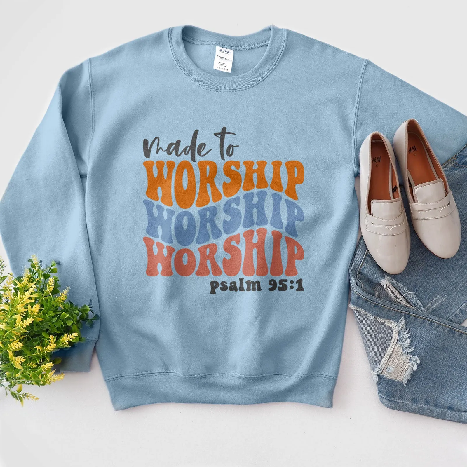 Made to Worship Psalm 95:1 - Groovy Sweatshirt