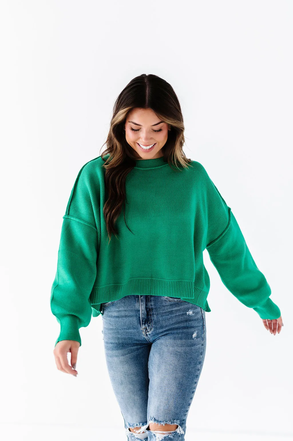 Madeline Knit Sweater in Emerald