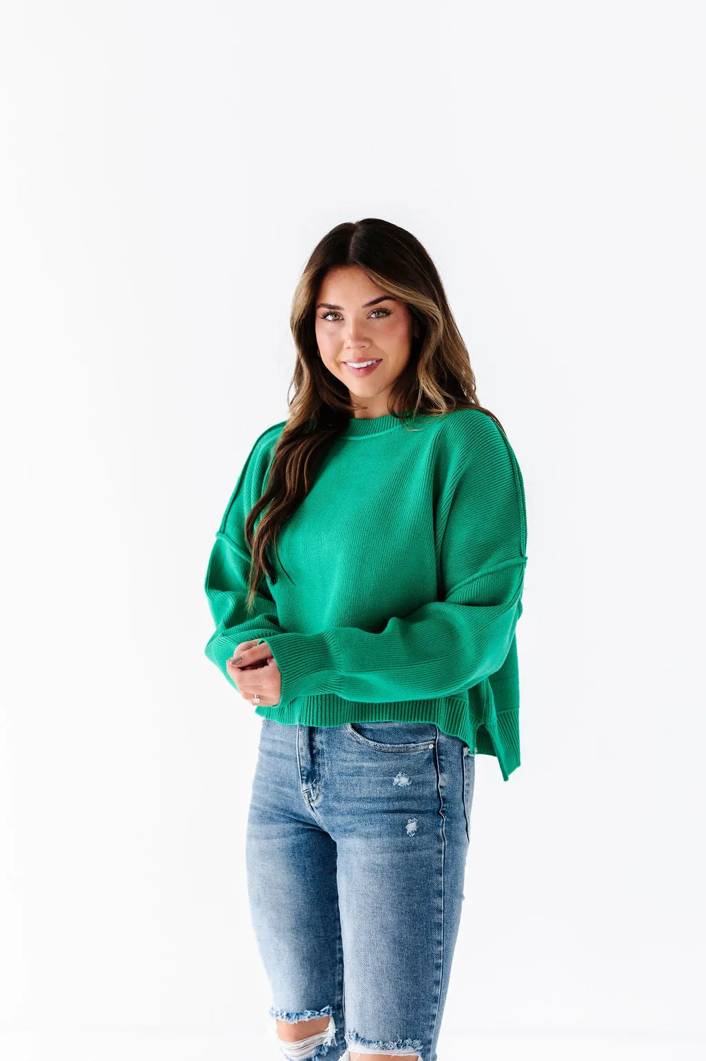 Madeline Knit Sweater in Emerald