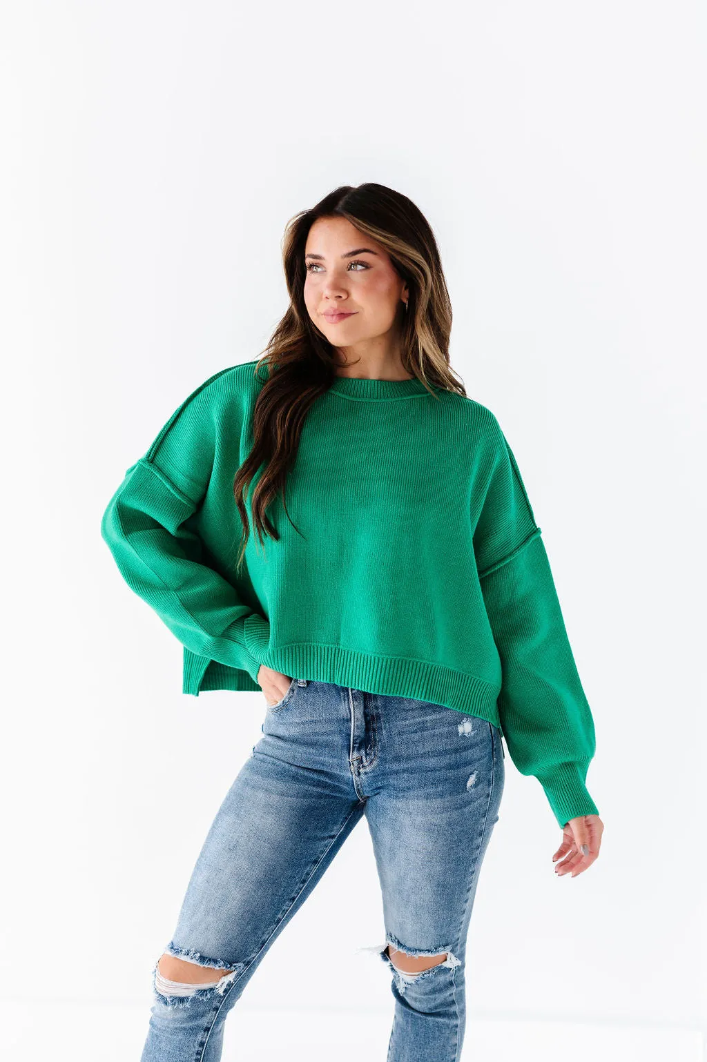 Madeline Knit Sweater in Emerald