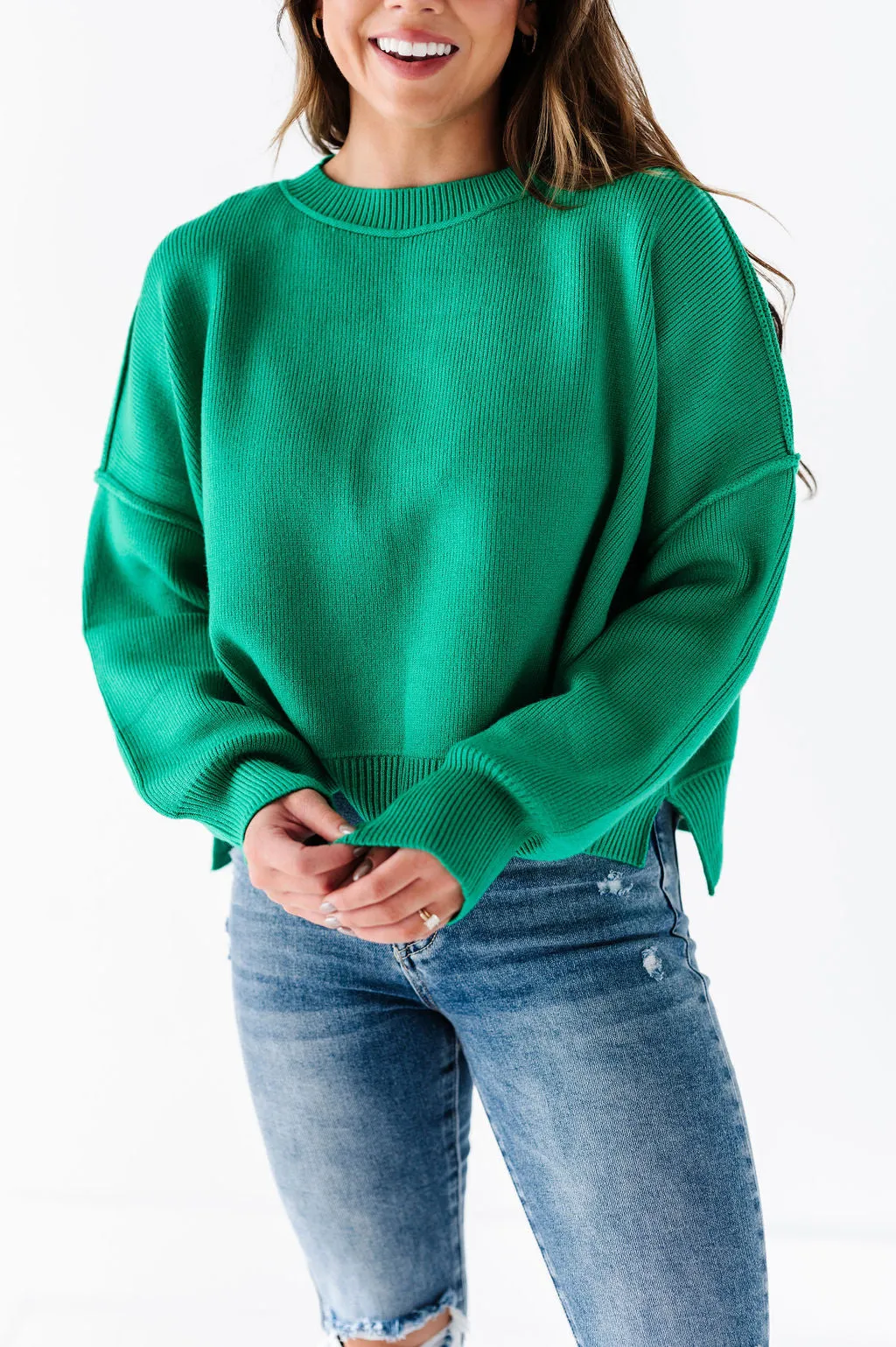 Madeline Knit Sweater in Emerald