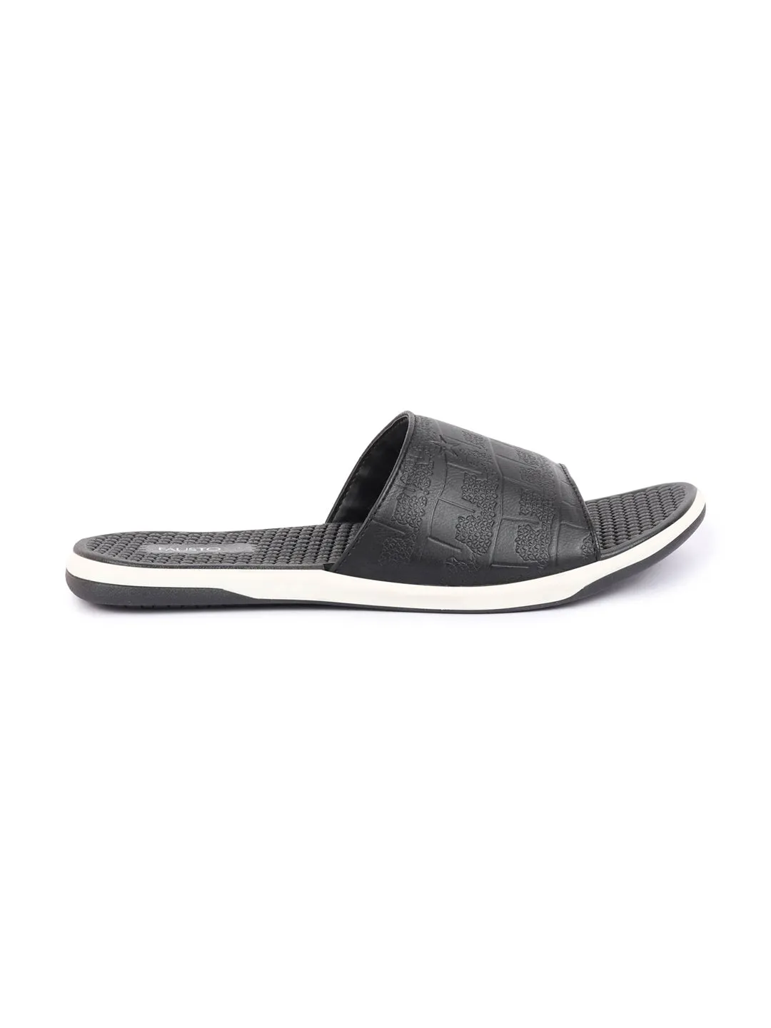 Men Black Open Toe Ultra Light Flexible Slip-On Slippers Flip-Flops