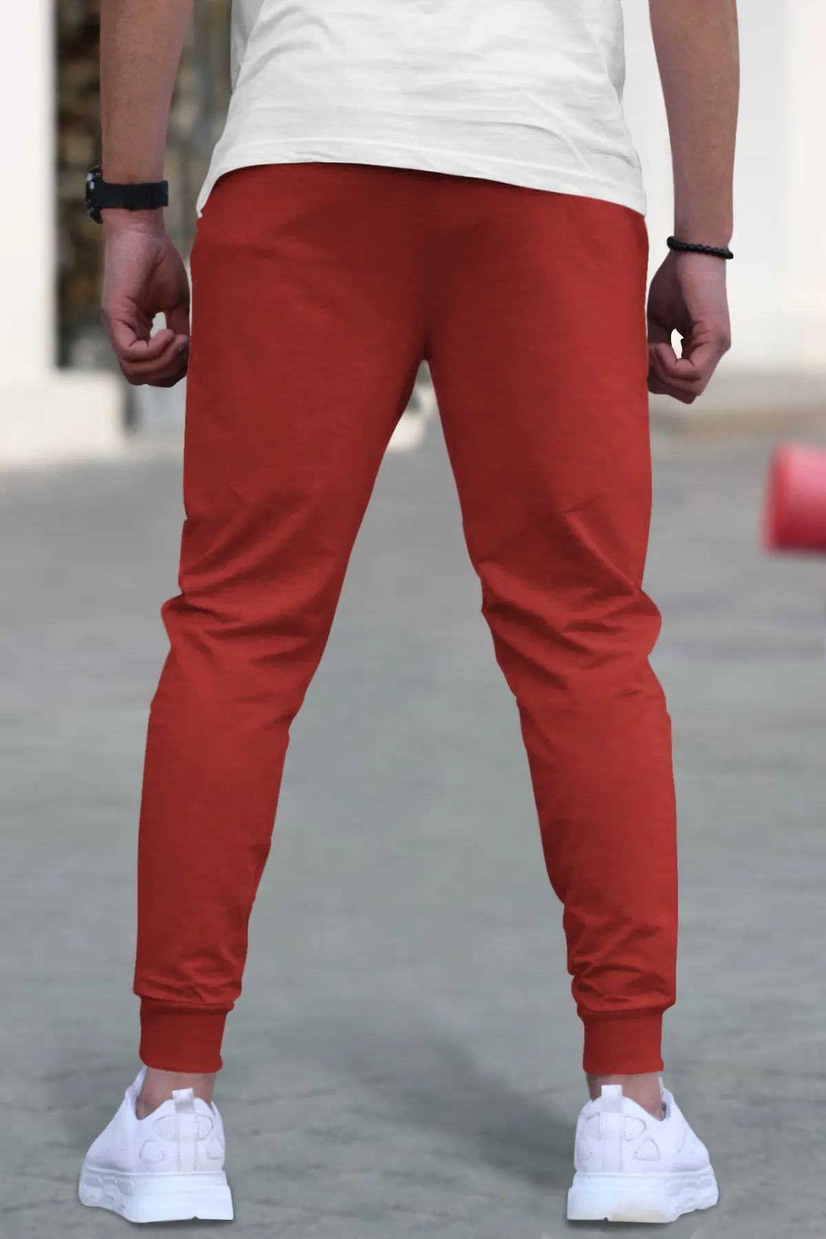 Men Colorblock Cotton RED-Black Jogger TrackPant