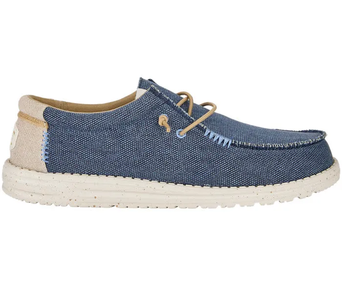 Mens Hey Dude Navy Canvas Summer Shoes Laced Wally Coastline Jute sale