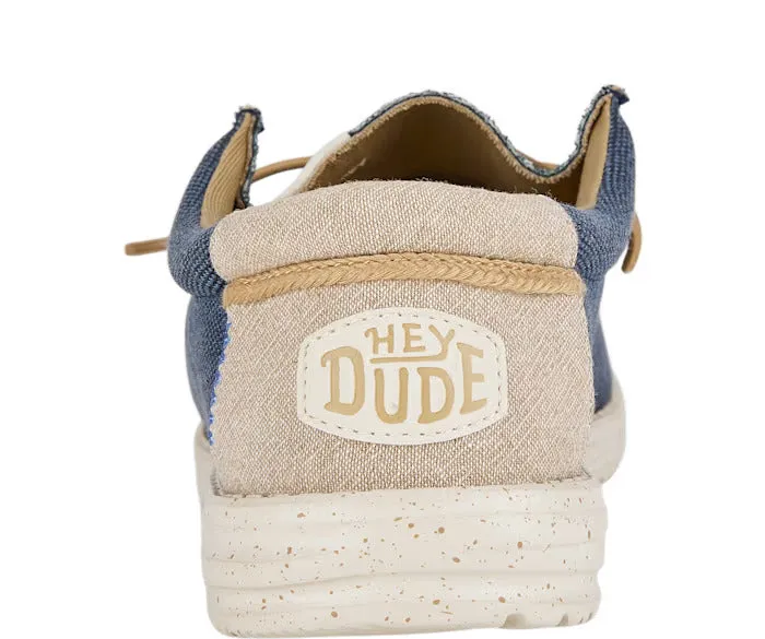 Mens Hey Dude Navy Canvas Summer Shoes Laced Wally Coastline Jute sale