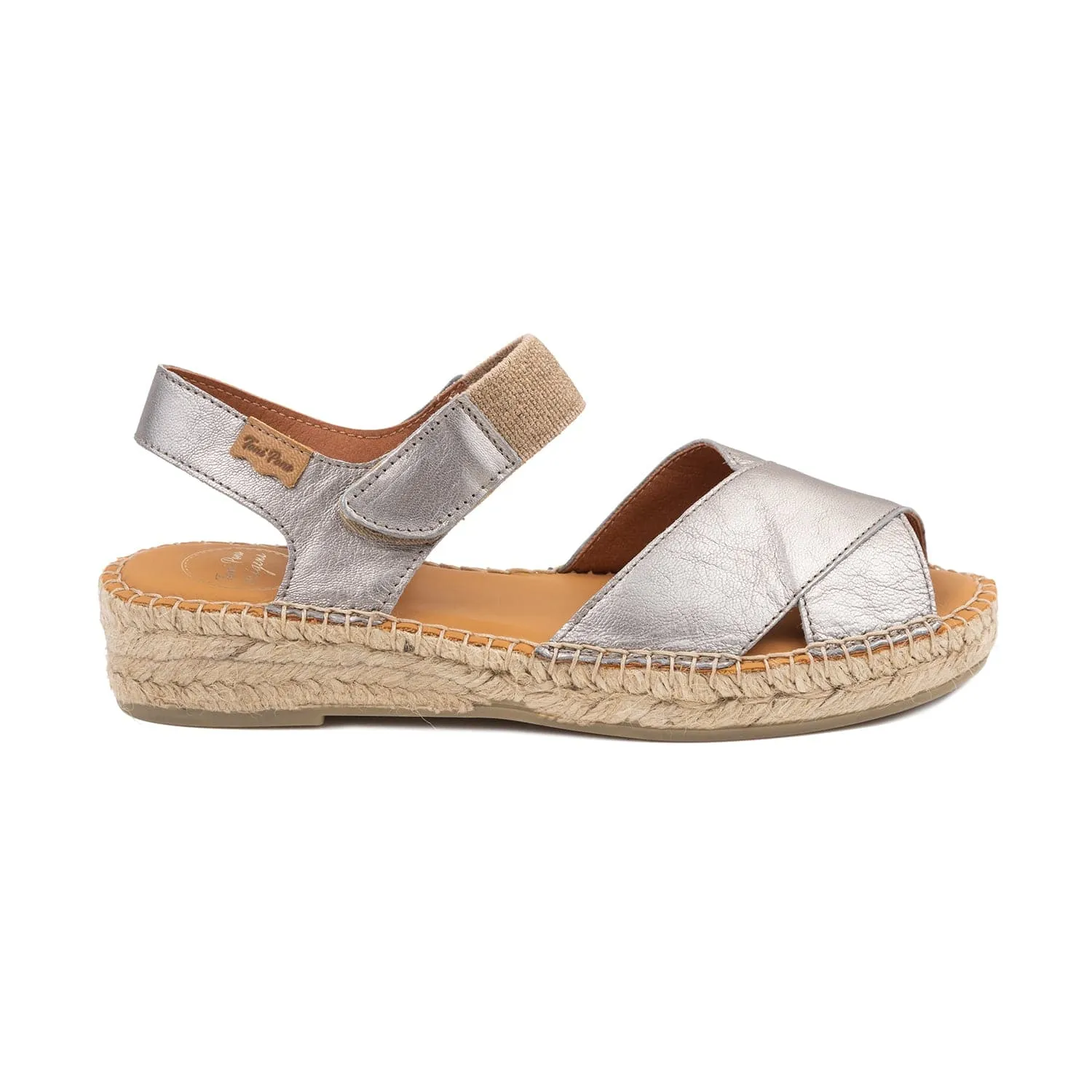 Metallic Leather Wedge Espadrille for Women - Emily-P