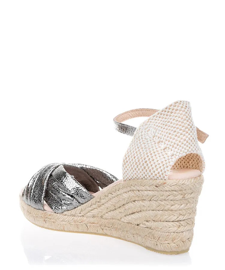 NEO Zara Crackle Silver Espadrille Sandal