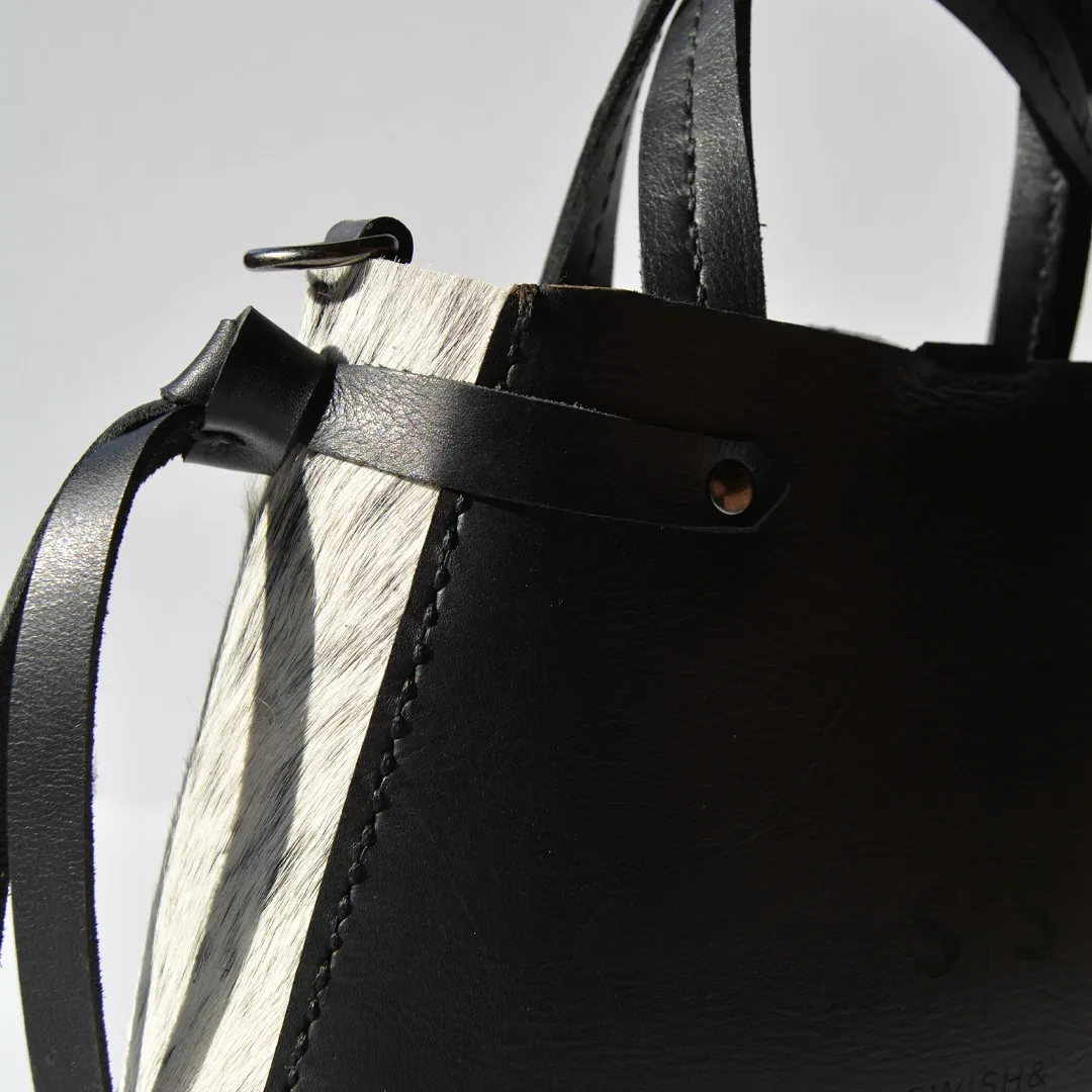 Nguni Ruby Handbag - Salt and Pepper