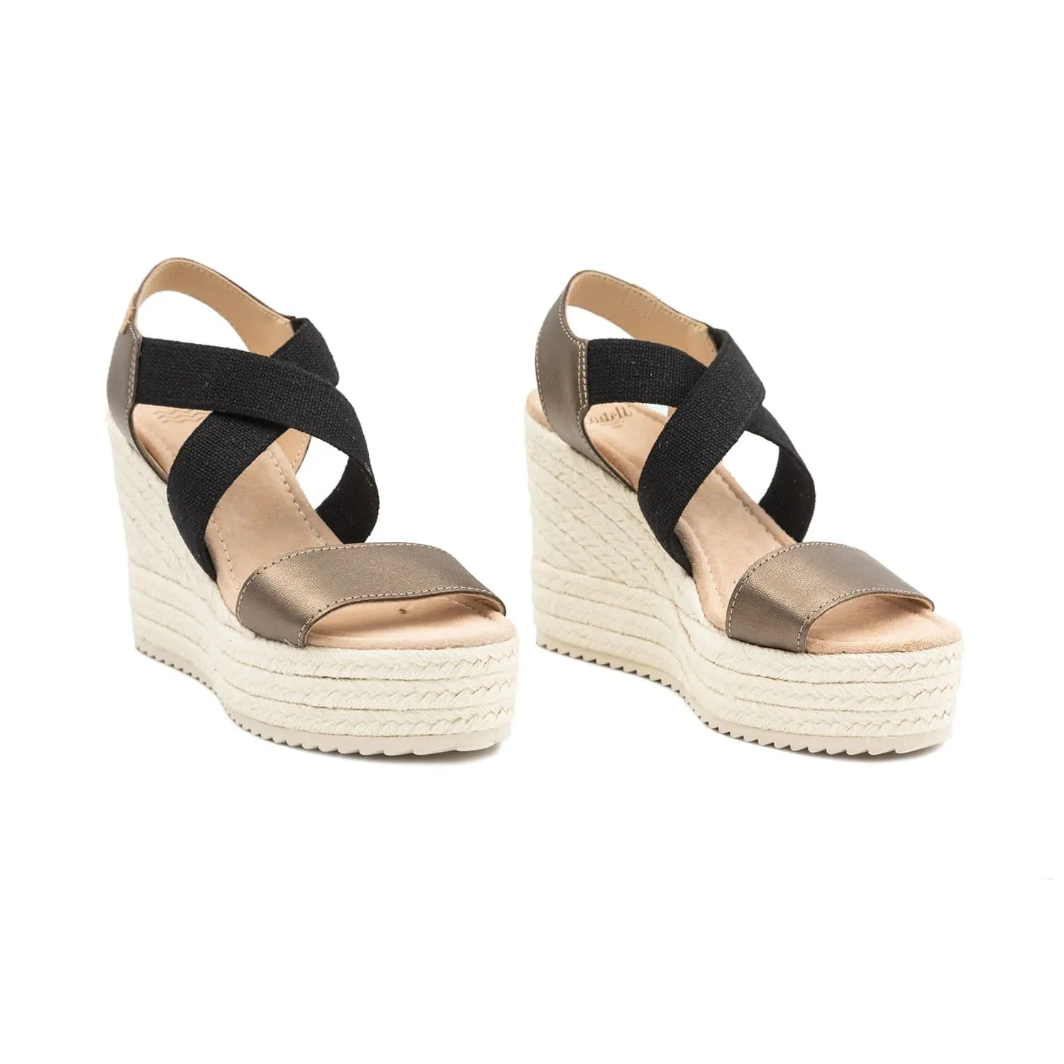 Open Closed Toe Leather Menorcan Espadrille For Women - 2159 H Retro Metallic