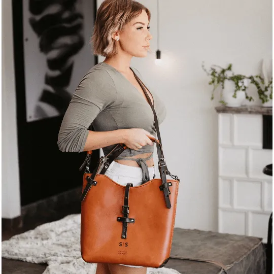 Premium Leather Esther Handbag 2.1  Hazelnut