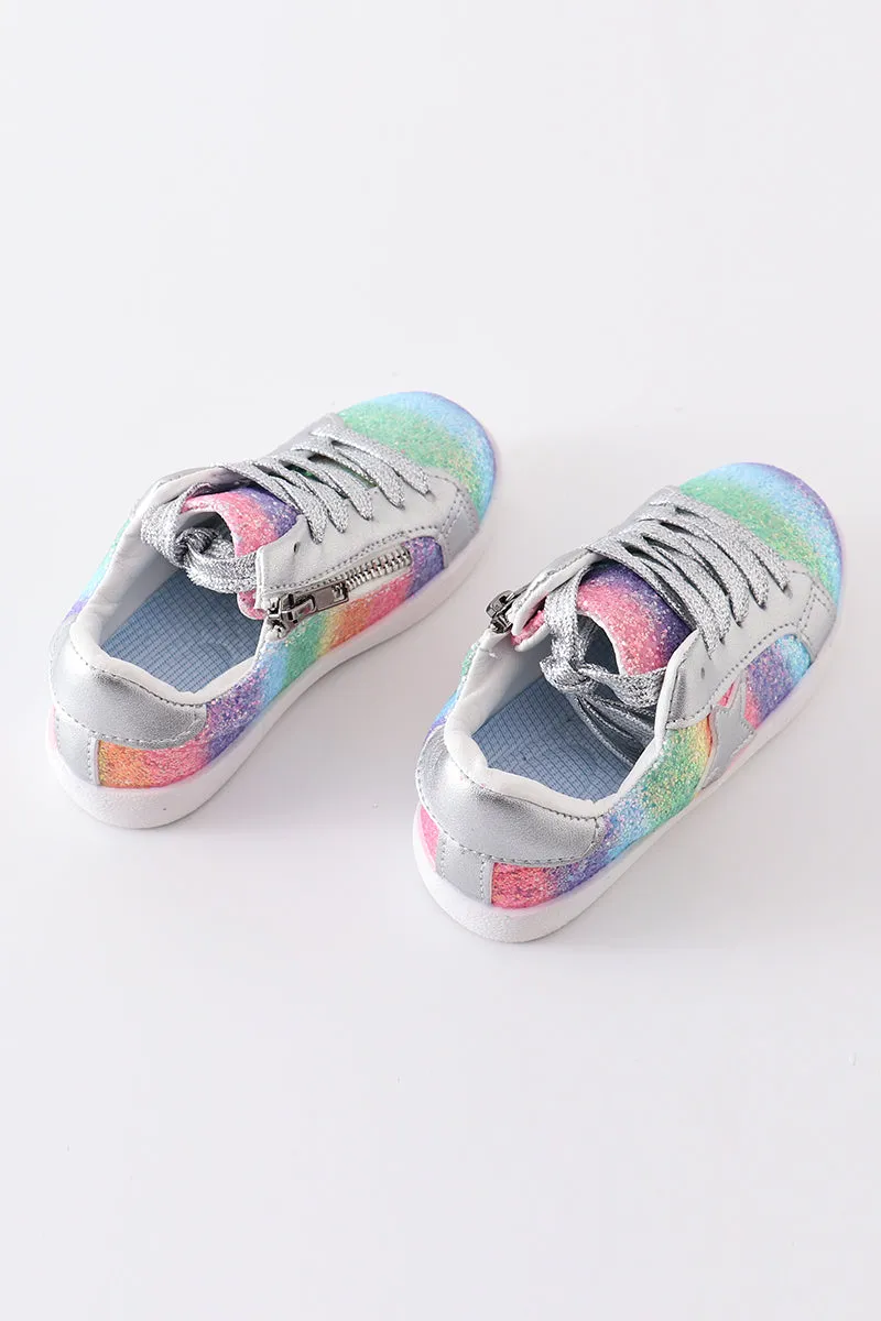 Rainbow star glitter sneaker (toddler to big kids)