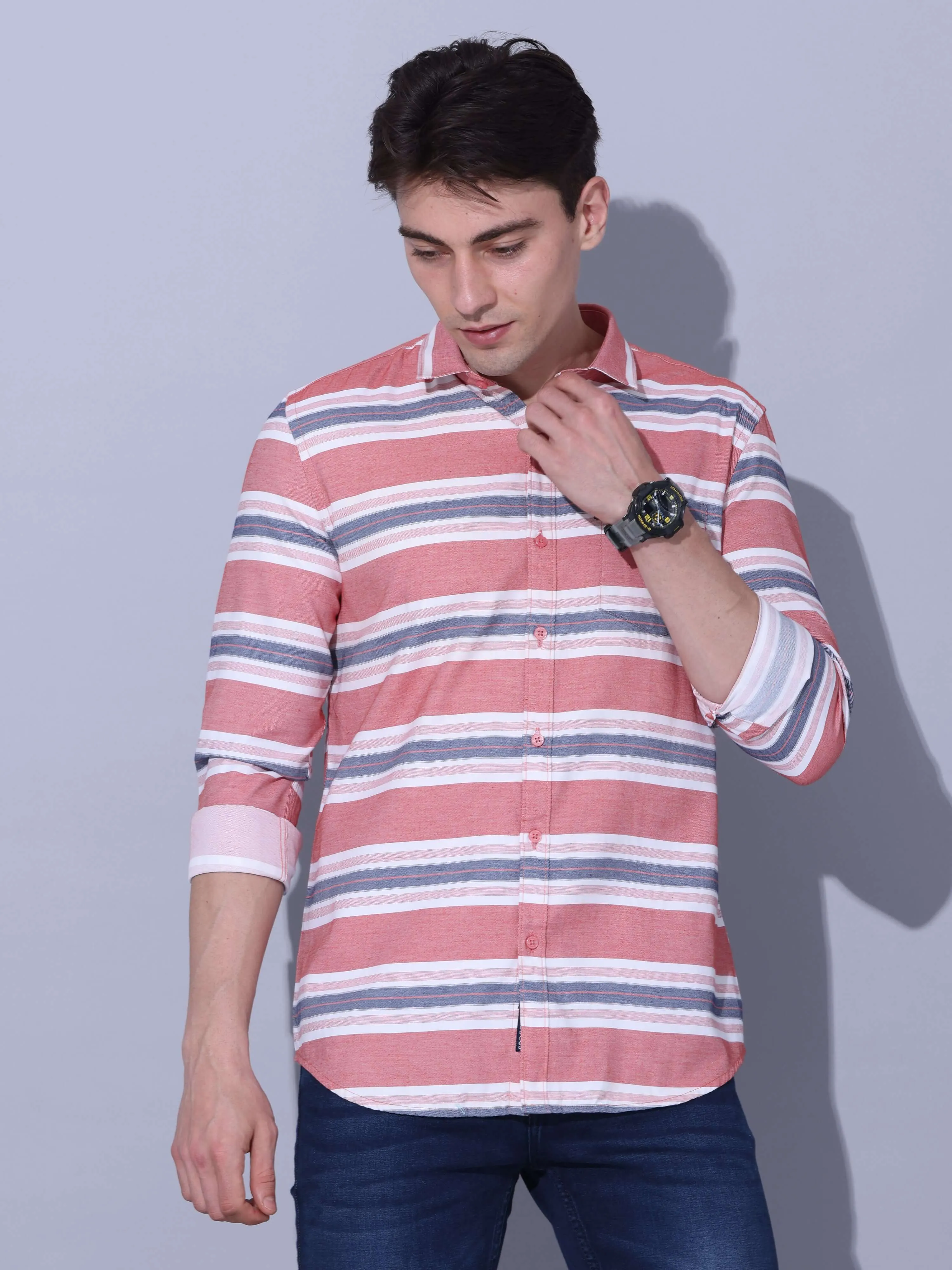 Red Stripe Casual Shirt