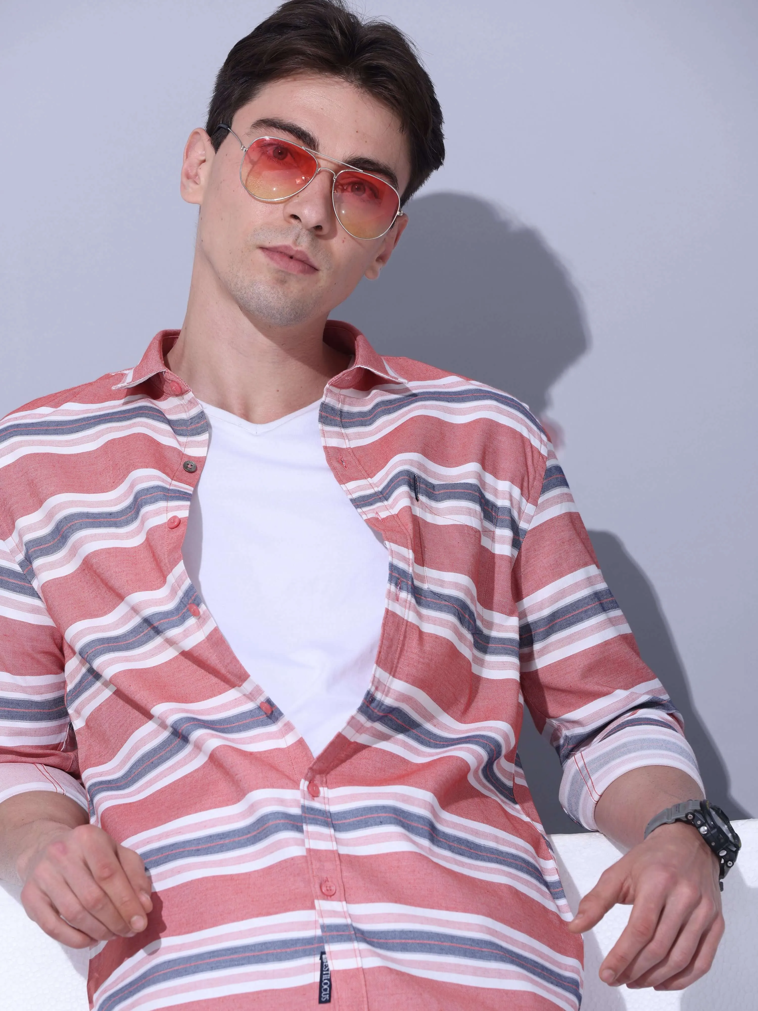 Red Stripe Casual Shirt